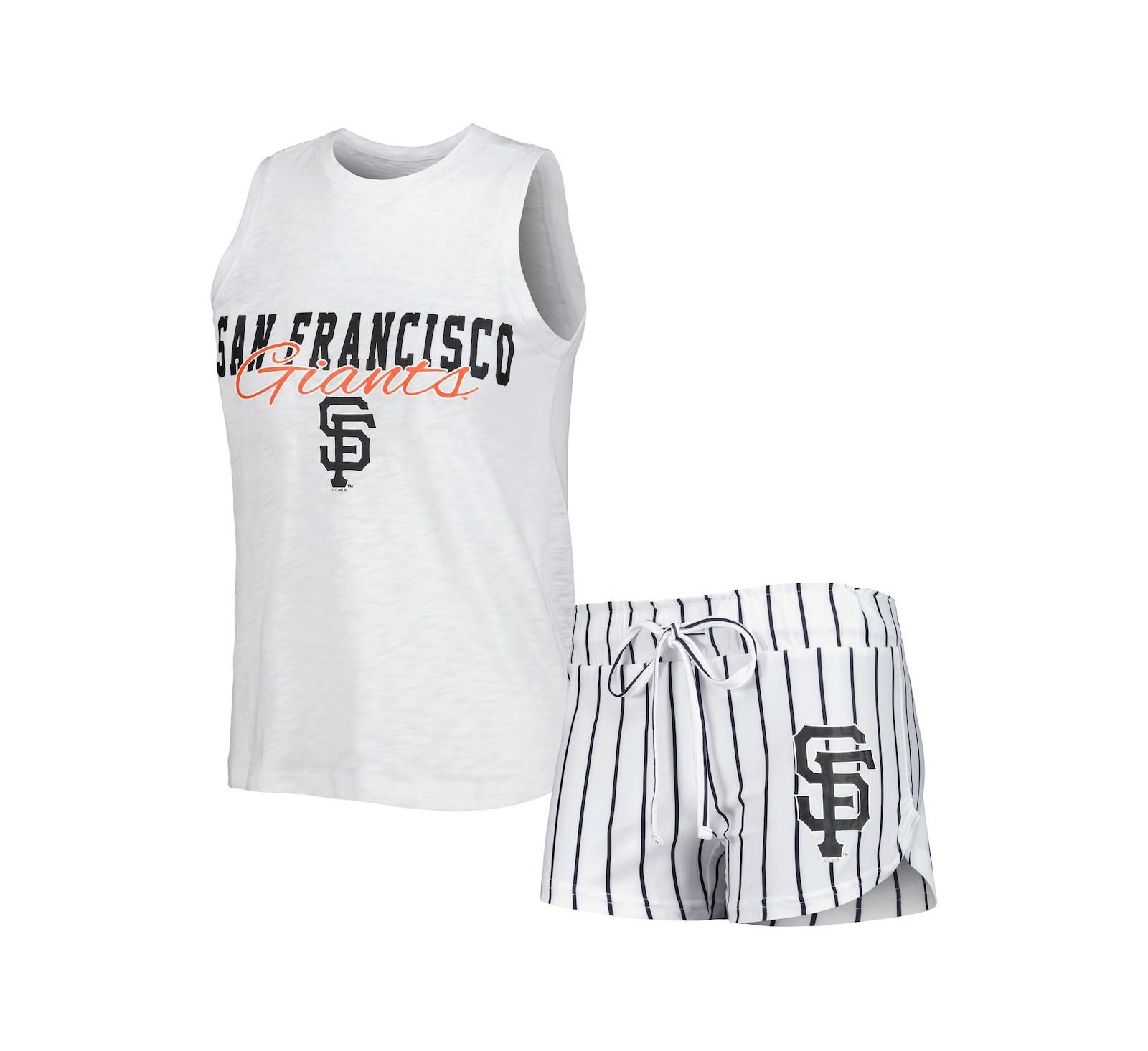Женский комплект для сна Concepts Sport White San Francisco Giants Reel Pinstripe Tank Top и шорты