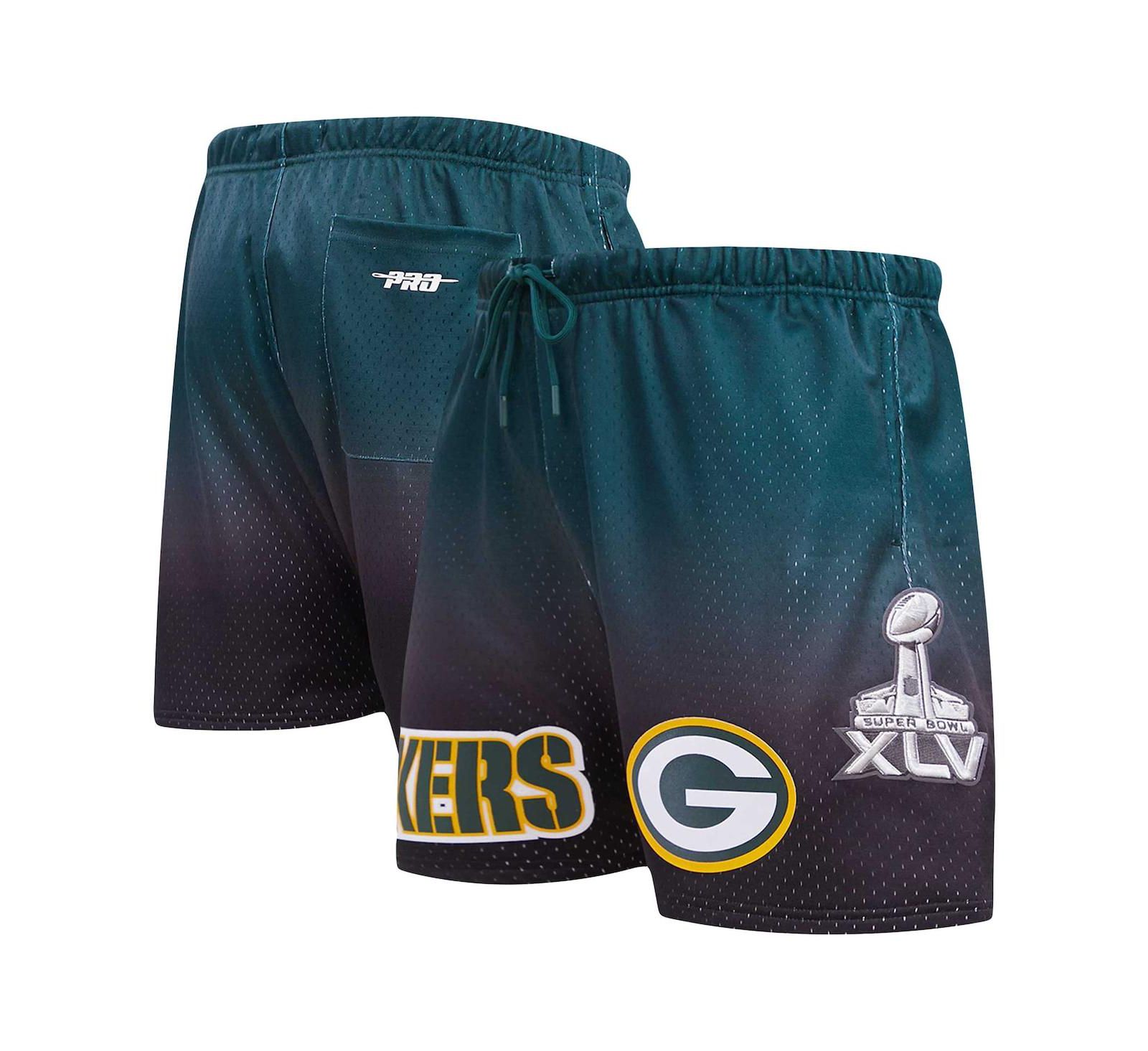 Men's Pro Standard Black, Green Green Bay Packers Ombre Mesh Shorts
