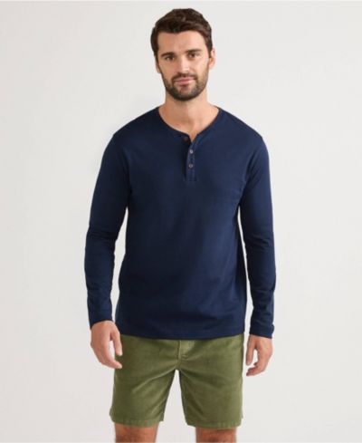 Мужская хлопковая рубашка Henley от Lands' End с длинным рукавом