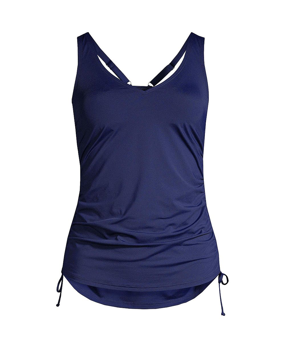 Lands' End Women's Adjustable V-neck Underwire Tankini Swimsuit Top Adjustable Straps