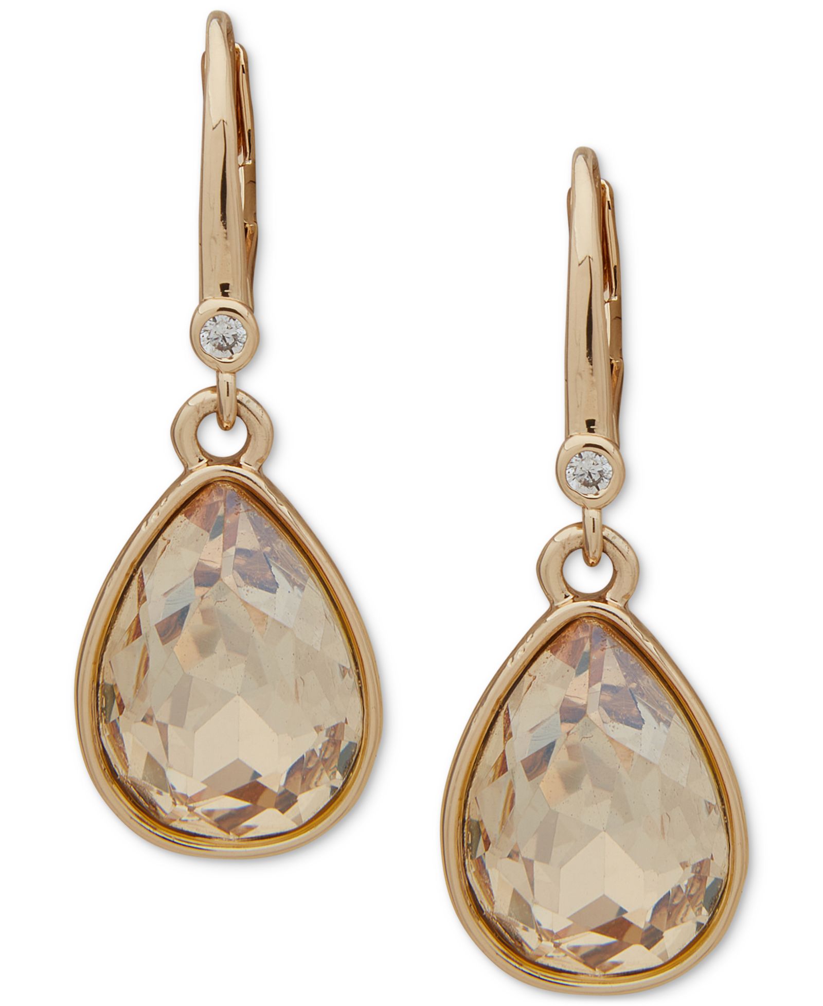 DKNY Gold-Tone Color Crystal Tear-Shape Drop Earrings