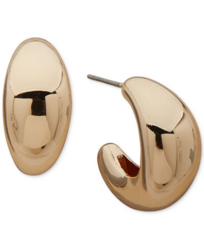DKNY Gold-Tone Extra-Small Puffy C-Hoop Earrings, 0.42"