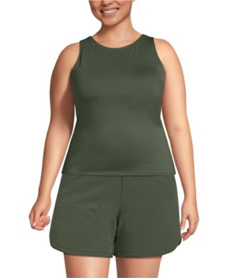Lands' End Women's DD-Cup High Neck UPF 50 Modest Tankini Swimsuit Top