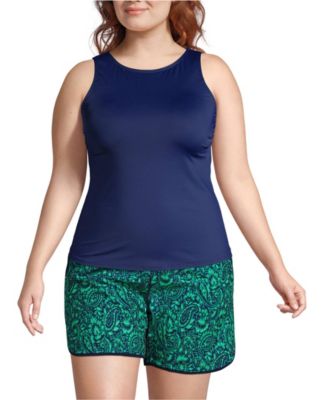 Lands' End Women's DD-Cup High Neck UPF 50 Modest Tankini Swimsuit Top