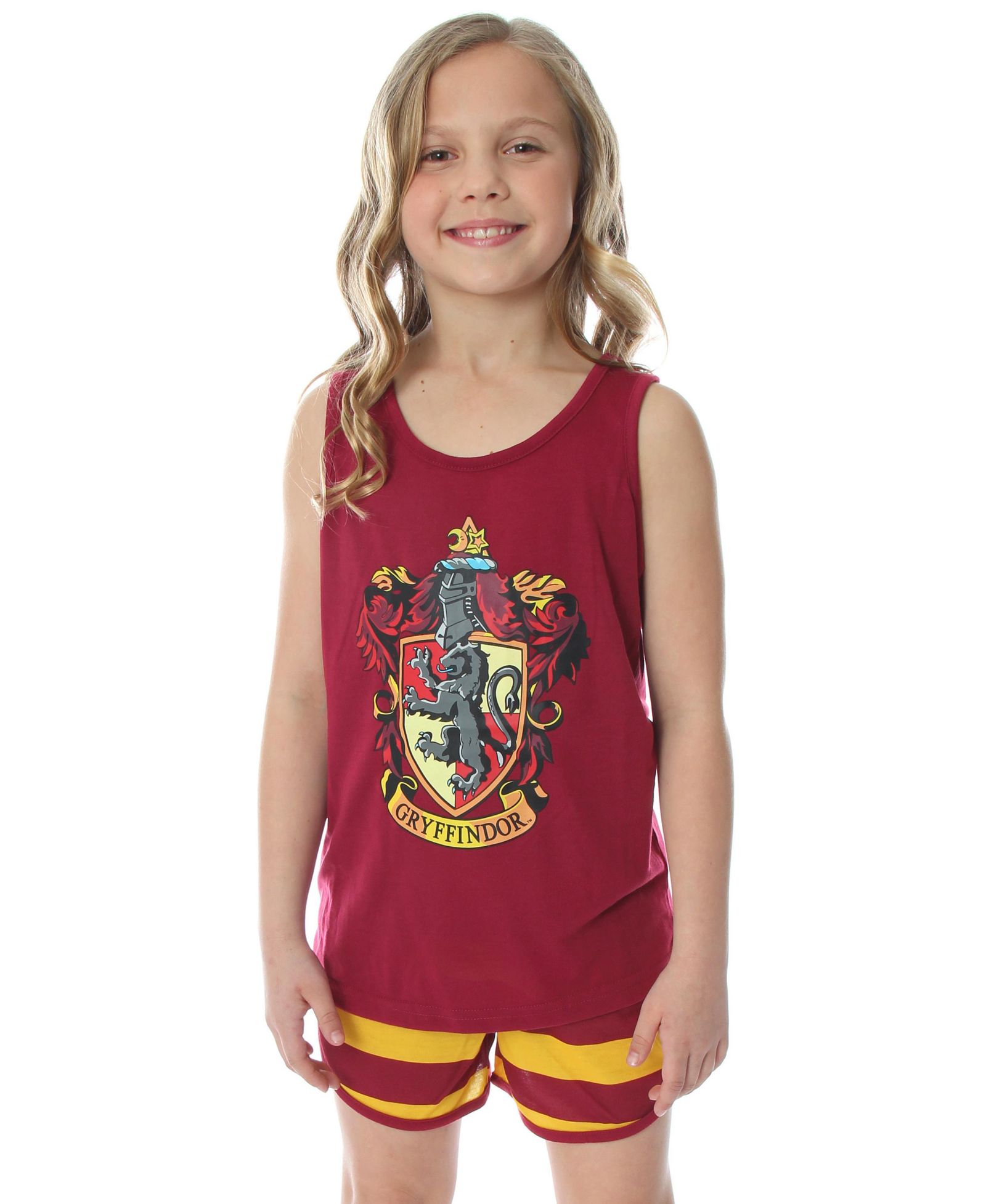 Harry Potter Girls' Hogwarts House Crest Racerback Tank Shorts Kids 2PC Pajama Set