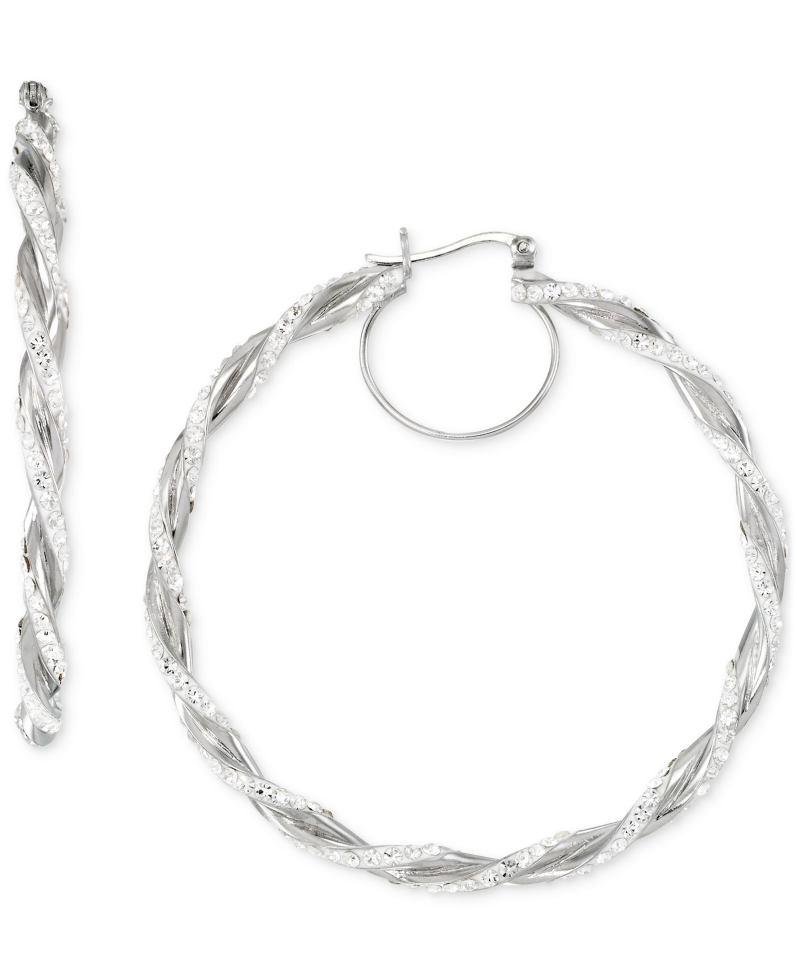 Серьги-кольца Crystal Pavé Twist Style Medium, 2"