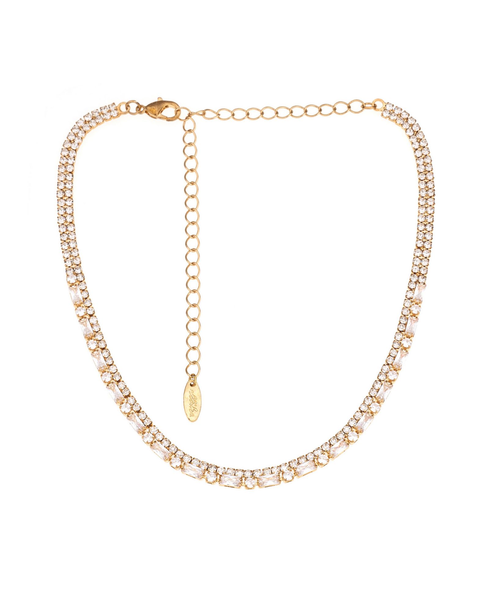 ETTIKA Cubic Zirconia Baguette 18K Gold Plated Choker Necklace