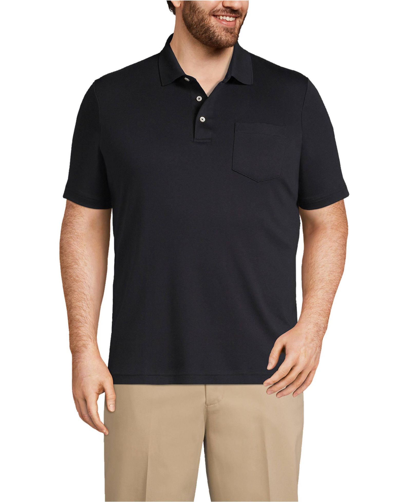Мужская рубашка поло Lands' End Short Sleeve Cotton Supima с карманом