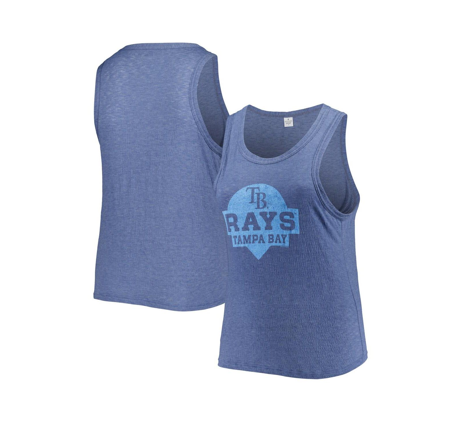 Женский майка-топ Soft As A Grape Plus Size High Neck Tri-Blend Navy Tampa Bay Rays