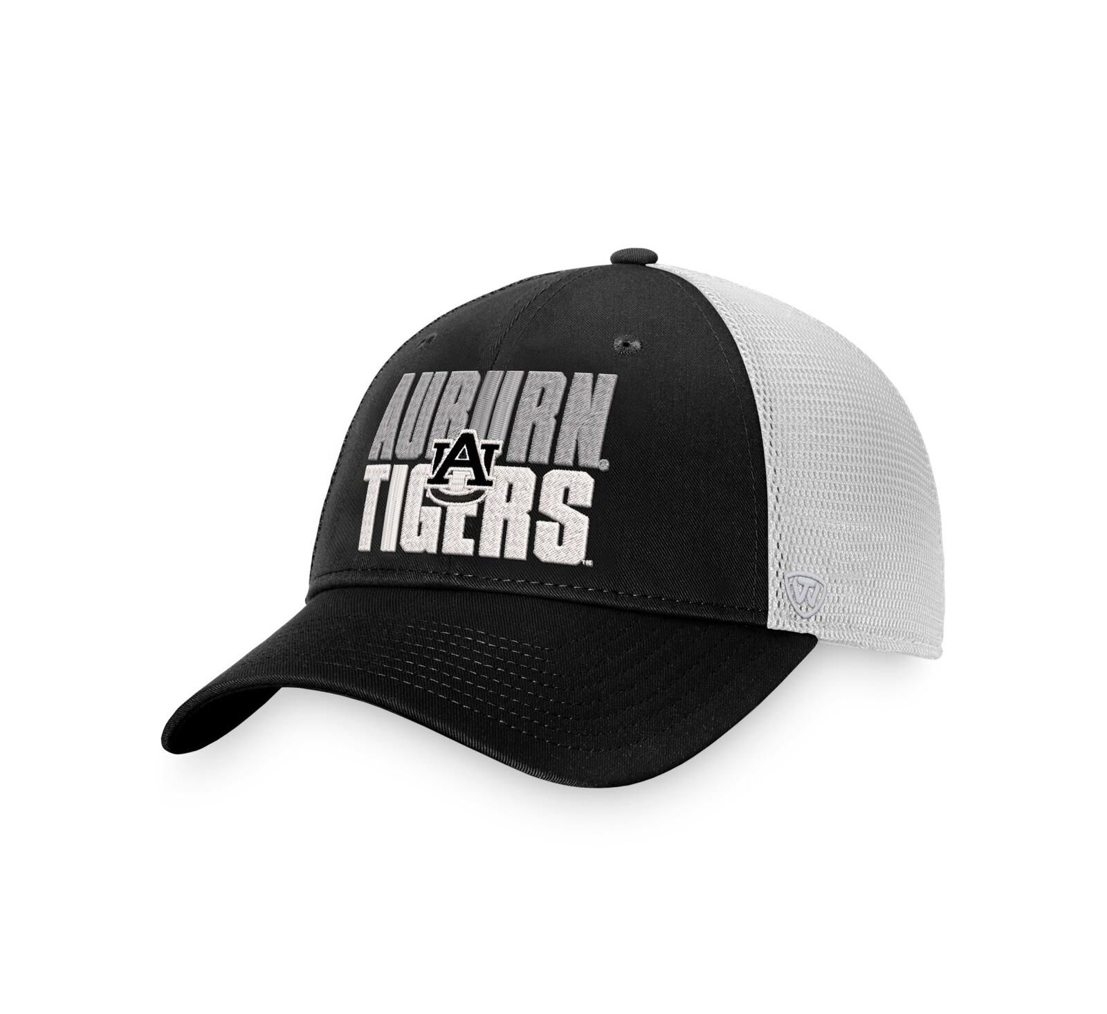 Мужской головной убор Top of the World Black, White Auburn Tigers Stockpile Trucker Snapback