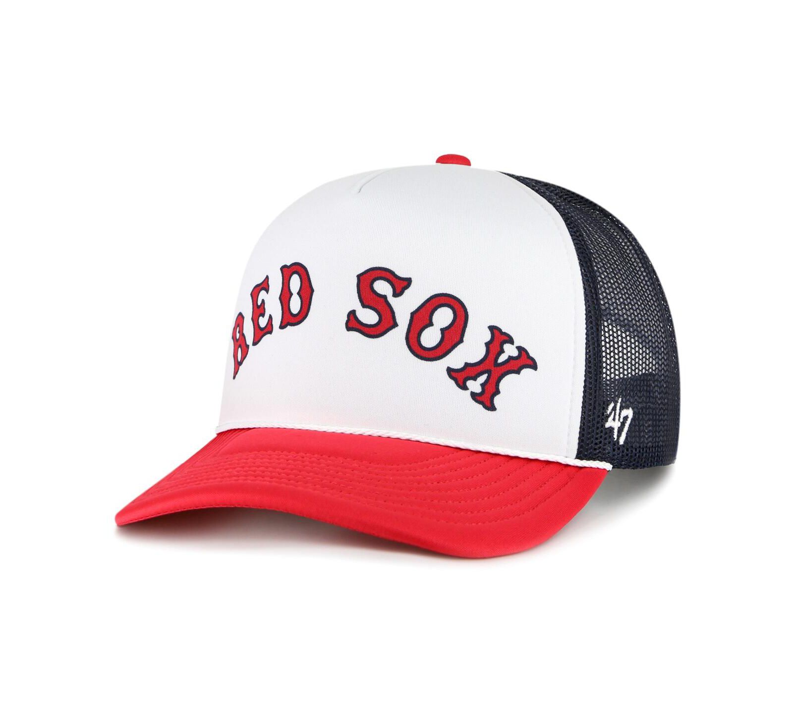 Men's '47 Brand White Boston Red Sox Foam Front Script Trucker Snapback Hat