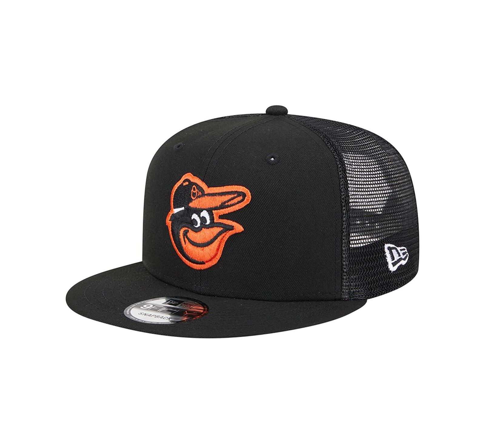Men's New Era Black Baltimore Orioles Team Color Trucker 9FIFTY Snapback Hat