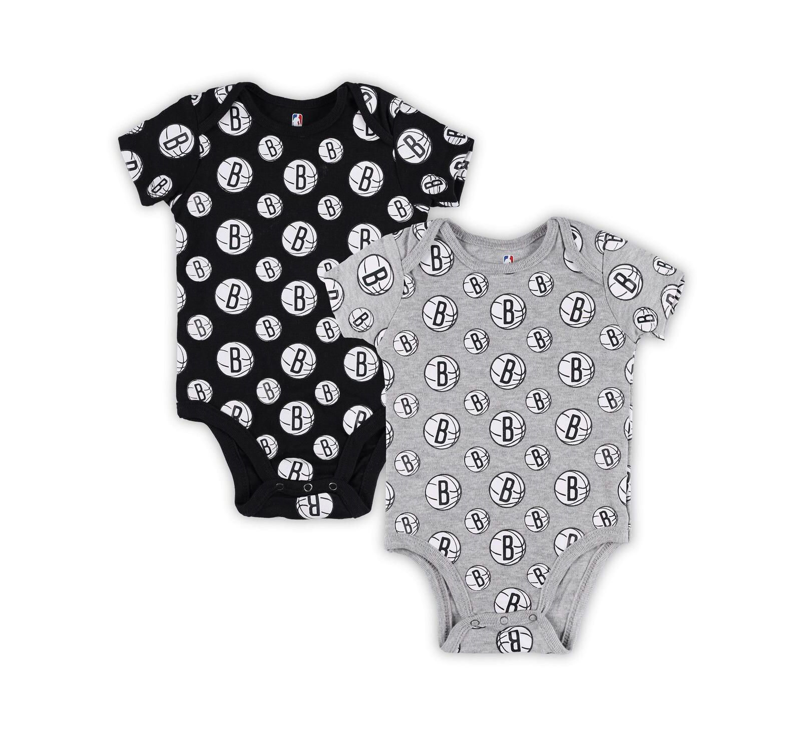 Комплект боди Outerstuff Gray Brooklyn Nets Two-Pack для новорожденных и младенцев