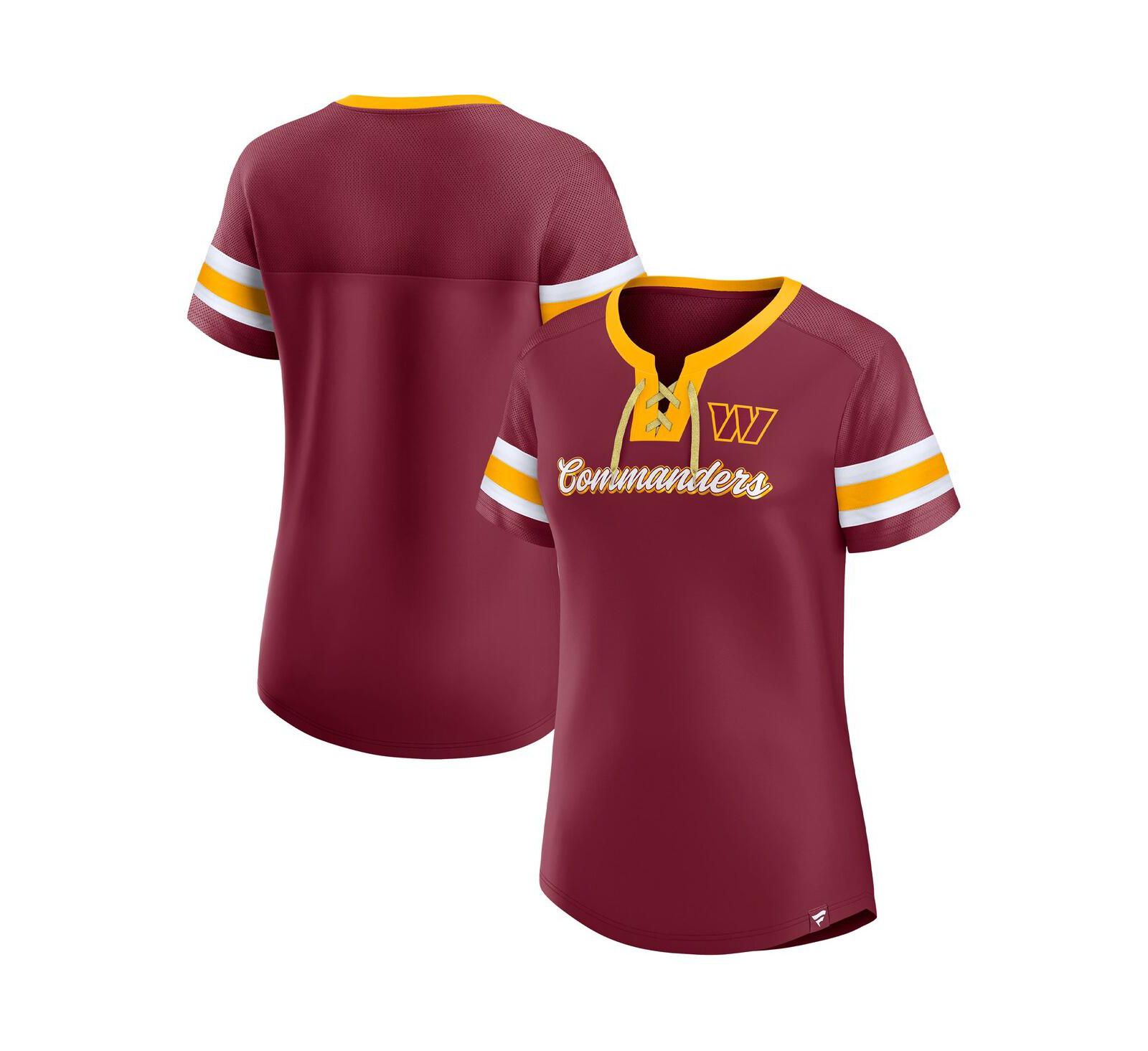 Женская T-Shirt Fanatics Washington Commanders Original State Lace-Up, цвет Burgundy