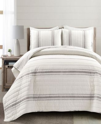 Комплект стеганого одеяла Lush Décor Farmhouse Stripe Reversible Cotton 3-Piece Full/Queen