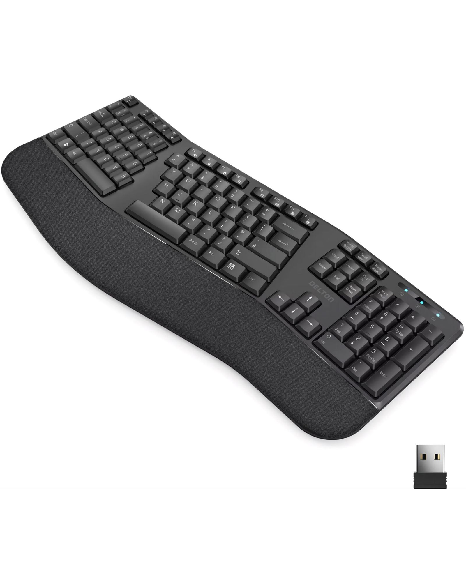 Delton KB200 Wireless Ergonomic Keyboard for Windows, macOS, Linux, ChromeOS, iOS, and Android