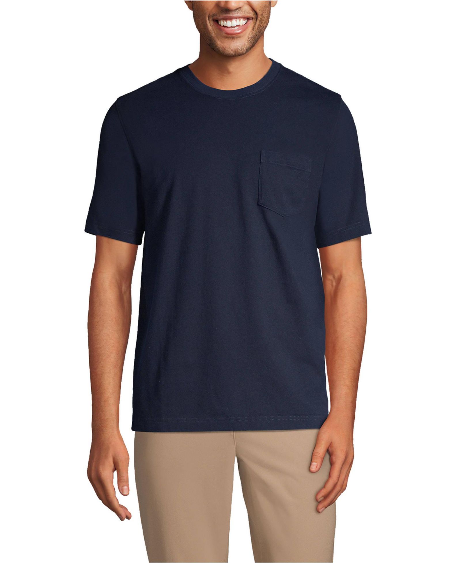 Lands' End Men's Super-T Short Sleeve T-Shirt with Pocket