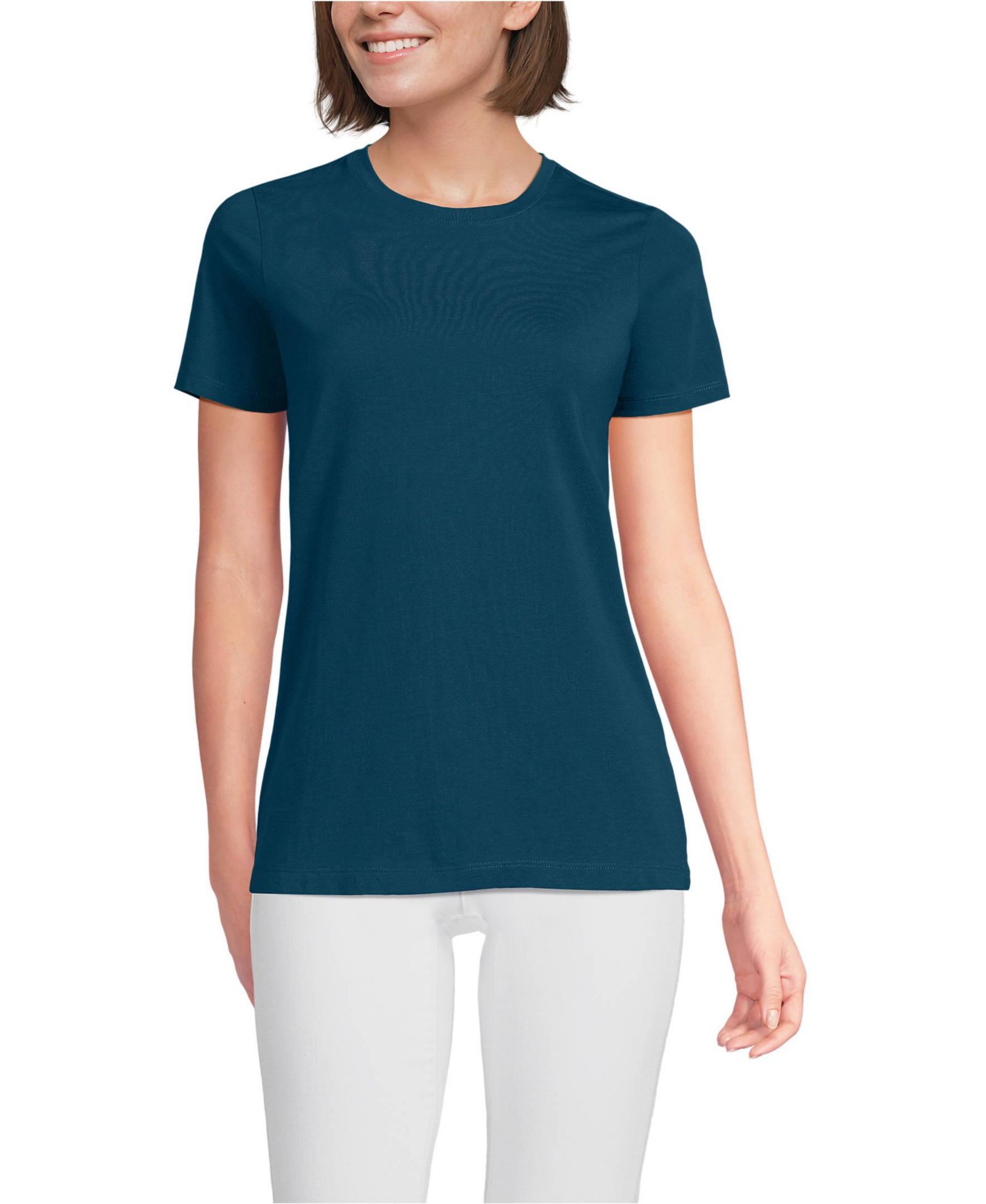 Lands' End Женский расслабленный T-shirt из хлопка Supima с круглым вырезом