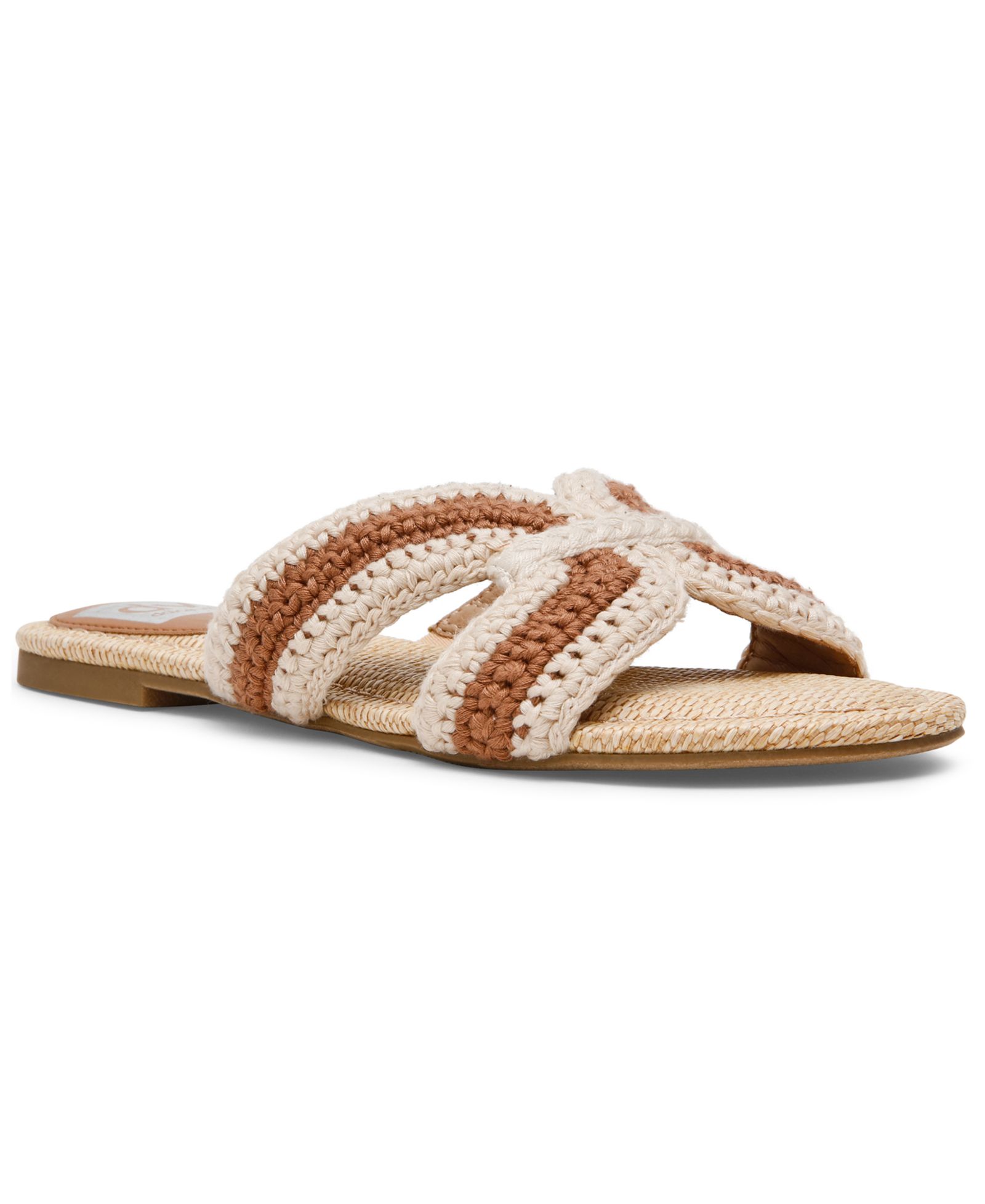 DV Dolce Vita Women's Geeya Raffia Criss Cross Strap Slide Sandals