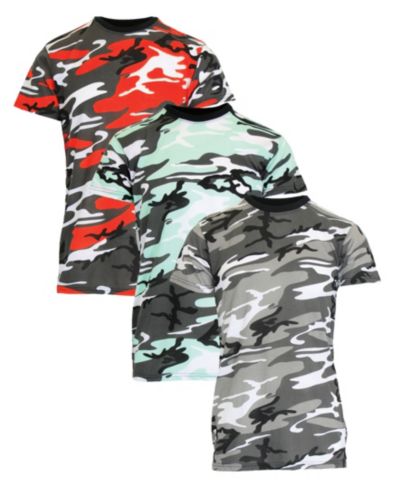Galaxy By Harvic Men's Camo Printed Short Sleeve Crew Neck T-shirt, Pack of 3