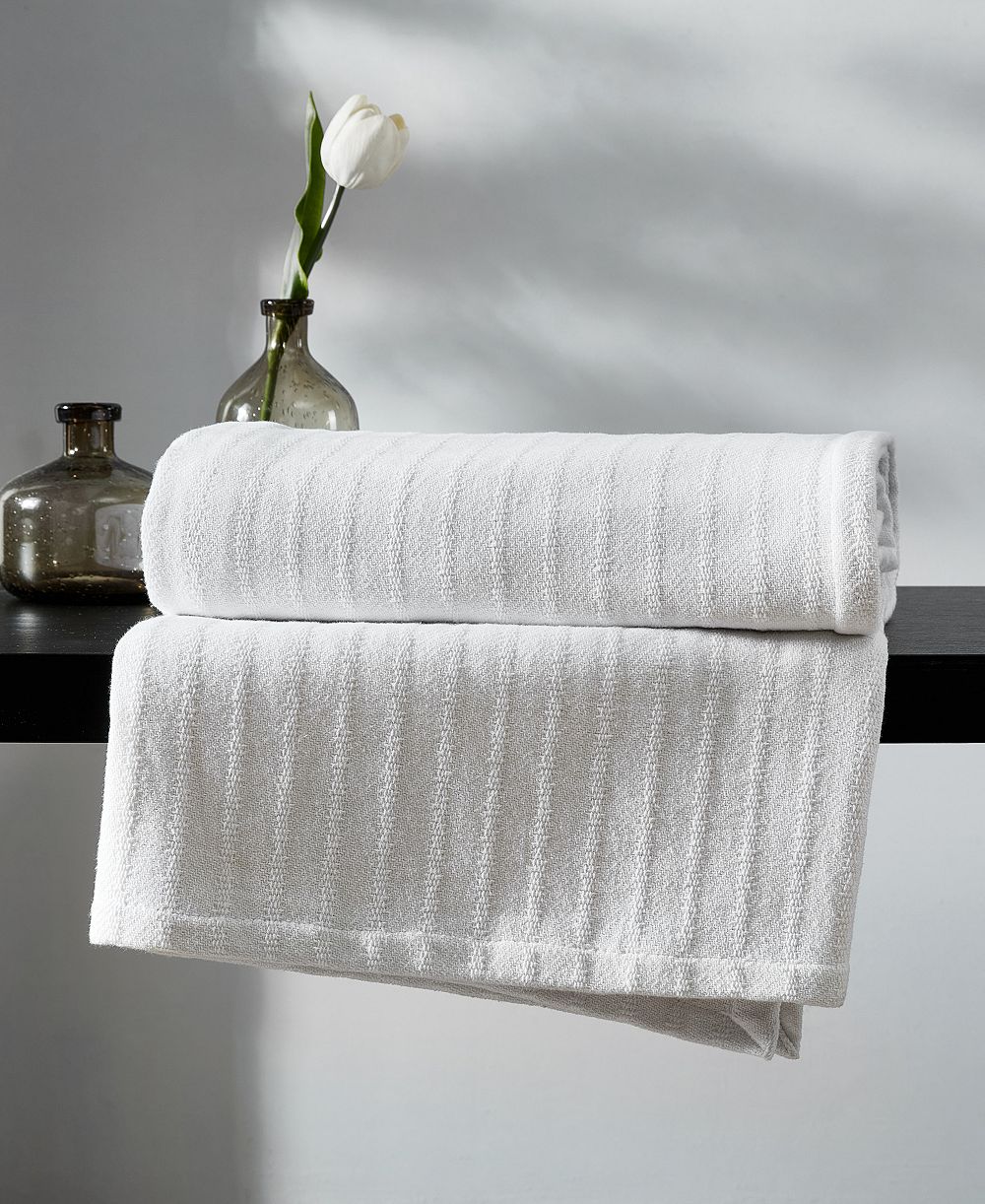 Vera Wang All Over Rib Cotton Reversible Blanket, Full/Queen