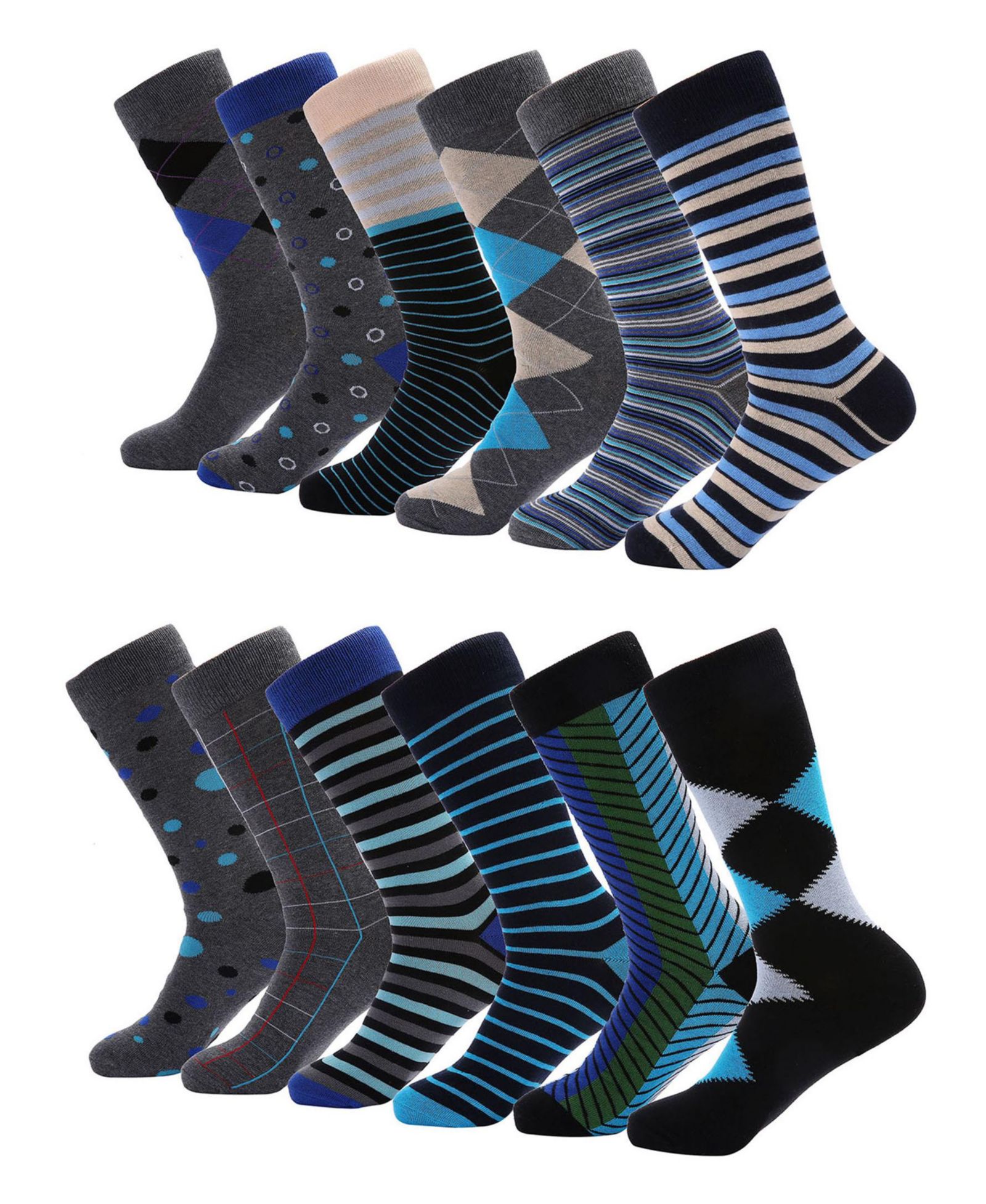 Mio Marino Men's Debonair Pop Dress Crew Socks 12 Pack