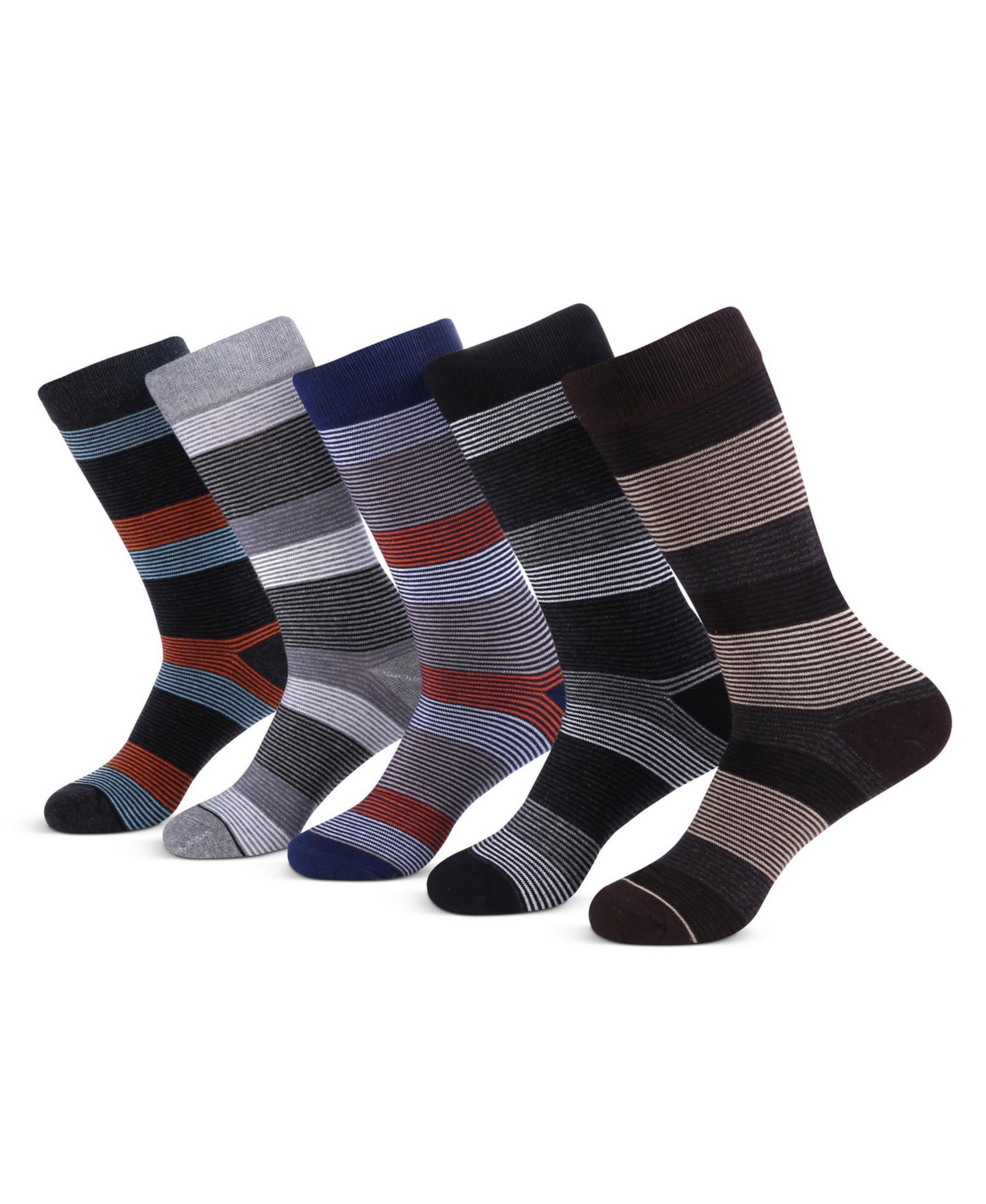 Men's Genteel Striped Crew Socks 5 Pack