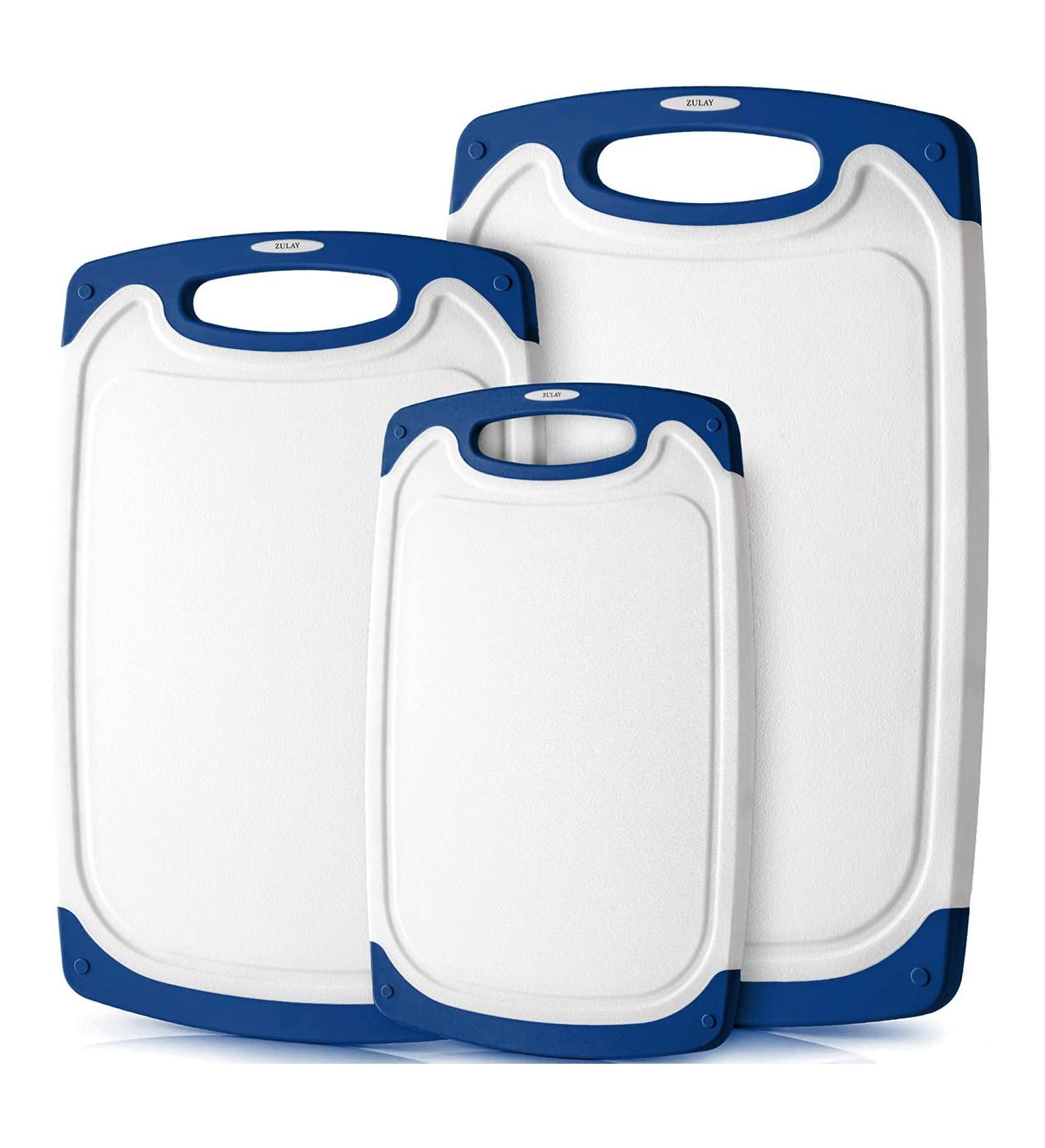 3 Piece Set Non Slip Kitchen Cutting Board with Juice Groove