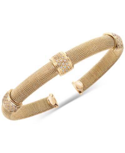 Diamond Station Браслет-кафф (1/3 ct. t.w.) в 14k Gold-Plated Sterling Silver