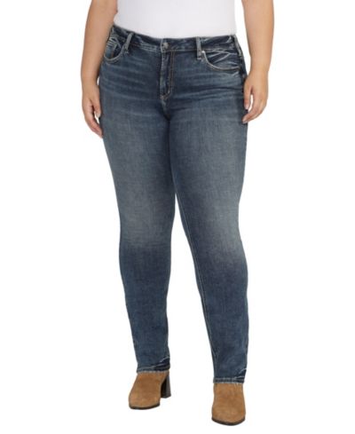Silver Jeans Co. Plus Size Suki Mid Rise Curvy Fit Straight Leg Jeans