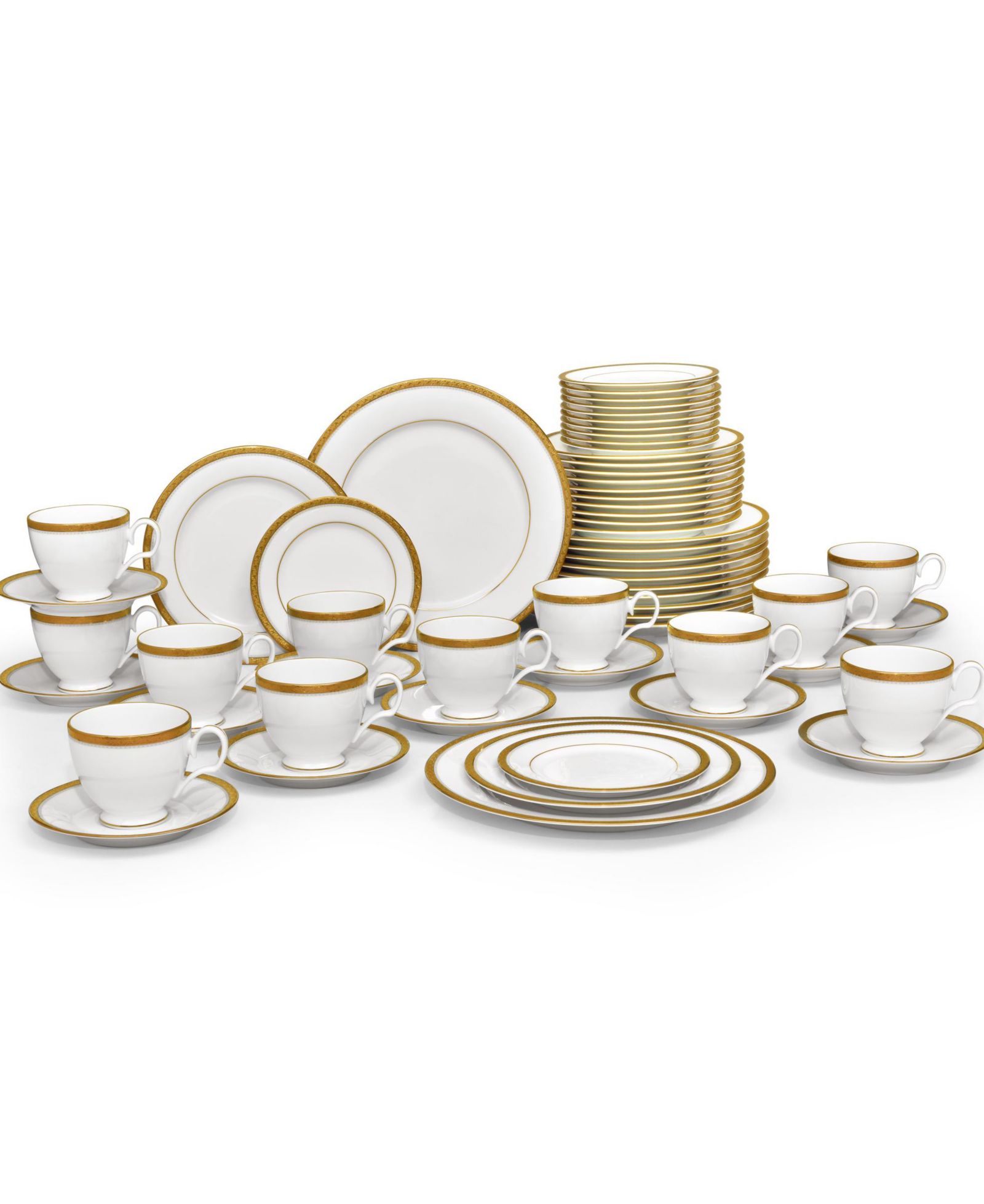 Noritake Charlotta Gold 60 Piece Dinnerware Set, Service for 12