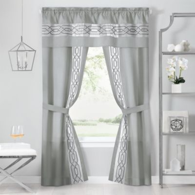 Комплект штор Kate Aurora Pacifico 5 Piece Rod Pocket All In One Attached Semi Sheer Window Curtain Panels & Valance