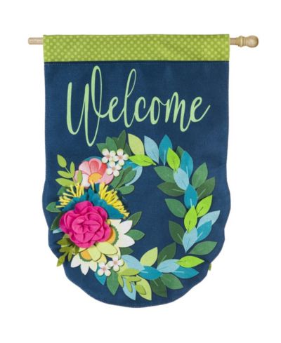 Evergreen Flower Garden Burlap House Flag Outdoor Decor, 28" x 44"