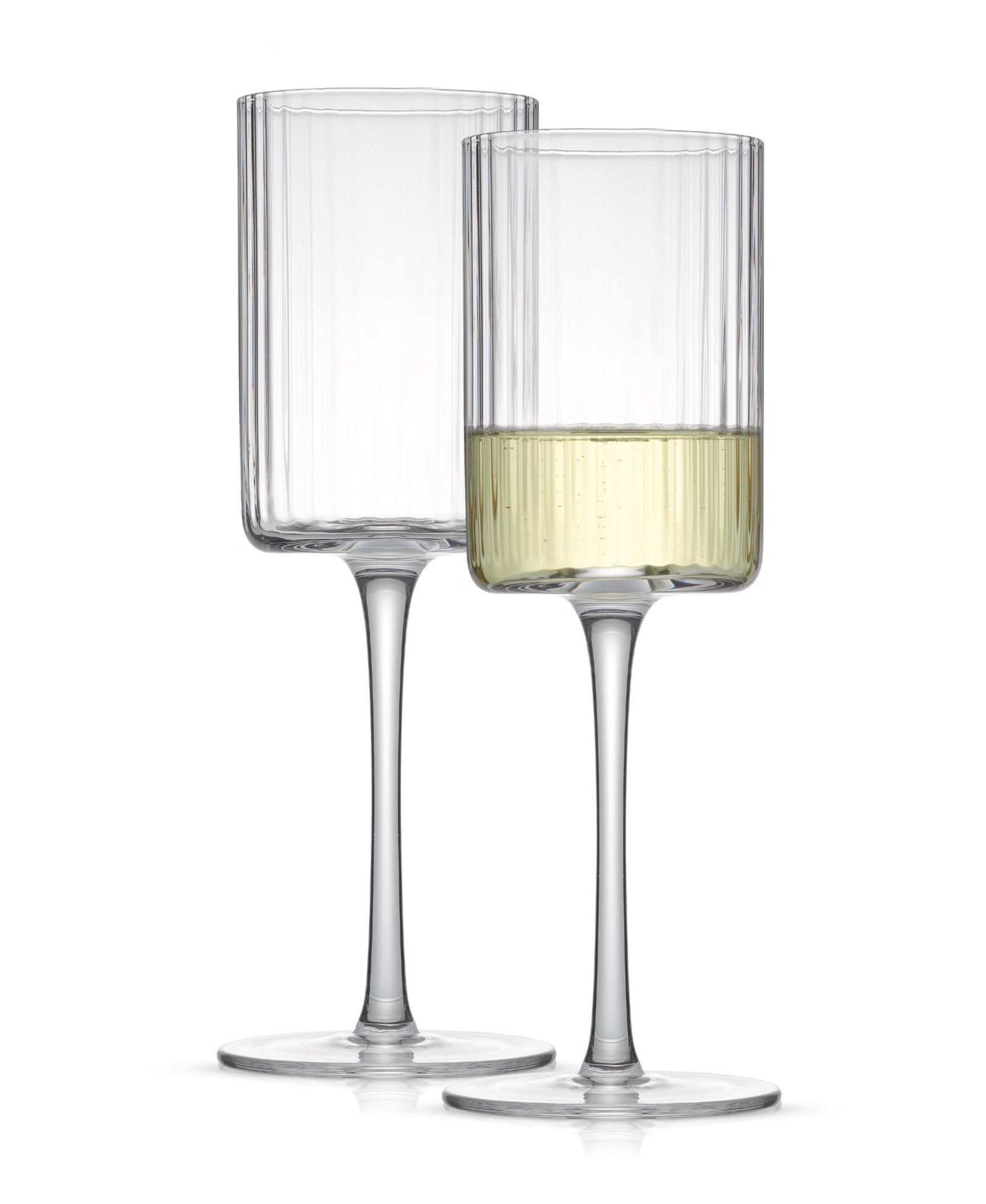 JoyJolt Elle Fluted Cylinder White Wine Glasses, Set of 2
