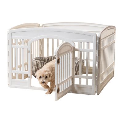 IRIS 4 Panel 24H In Foldable Exercise Enclosure Plastic Pet Playpen with Door, White