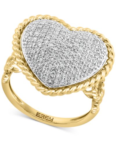 Кольцо EFFY® Diamond Pavé Heart из двухцветного золота 14k