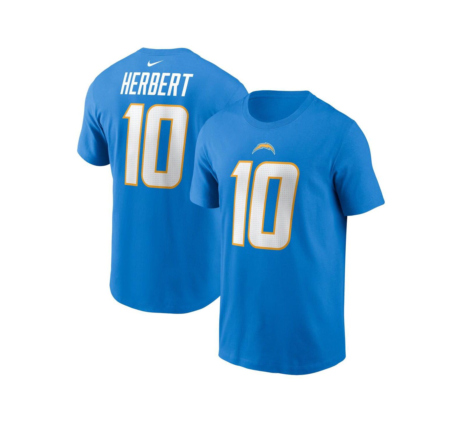 Men's Nike Justin Herbert Powder Blue Los Angeles Chargers Player Name and Number T-shirt