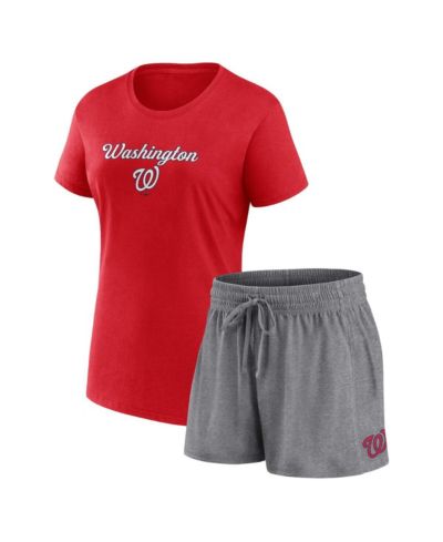 Женский комплект Fanatics Washington Nationals: футболка и шорты, красный/серый