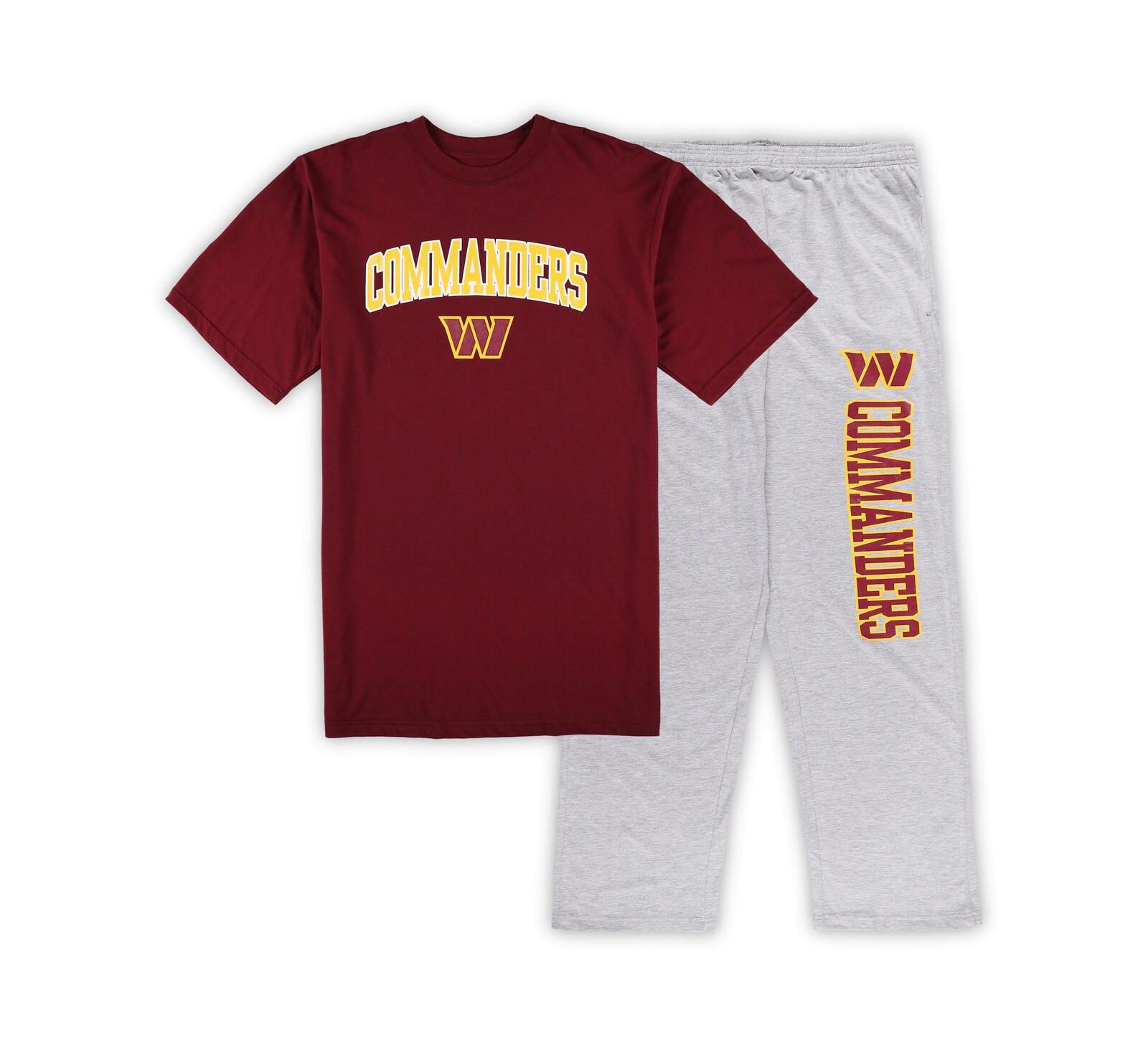 Мужской комплект из футболки и брюк для сна Concepts Sport Washington Commanders бордовый и серый меланж
