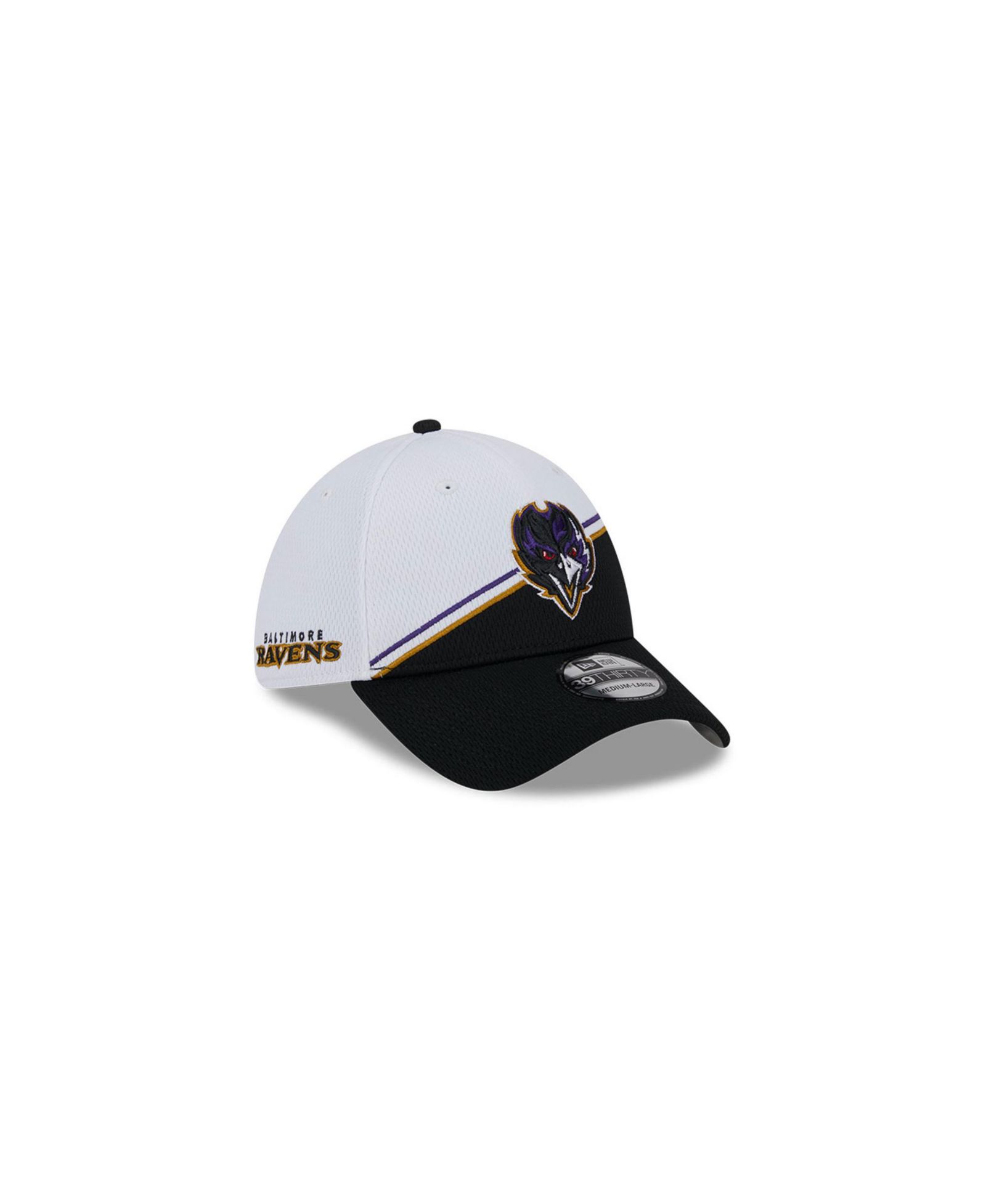 Мужская кепка New Era White, Black Baltimore Ravens 2023 Sideline 39THIRTY Flex