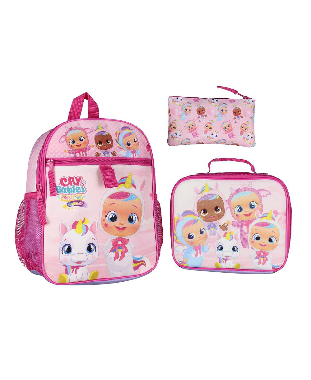 Набор Cry Babies Magic Tears Characters Unicorn 3 PC Backpack Lunch box Pencil Pouch Set 12"