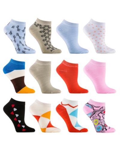Gallery Seven Women's Multicolor Contoured Ankle Socks 12 Pack