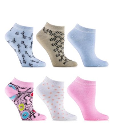 Gallery Seven Women's Coral Flush Ankle Socks 6 Pack