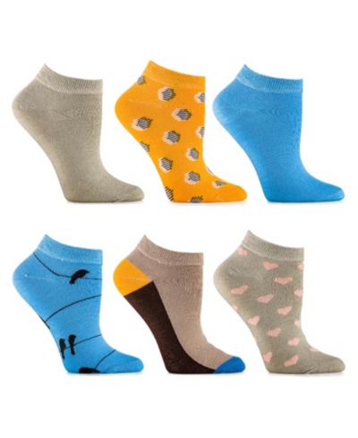 Gallery Seven Women's Fuchsia Daffodil Ankle Socks 6 Pack