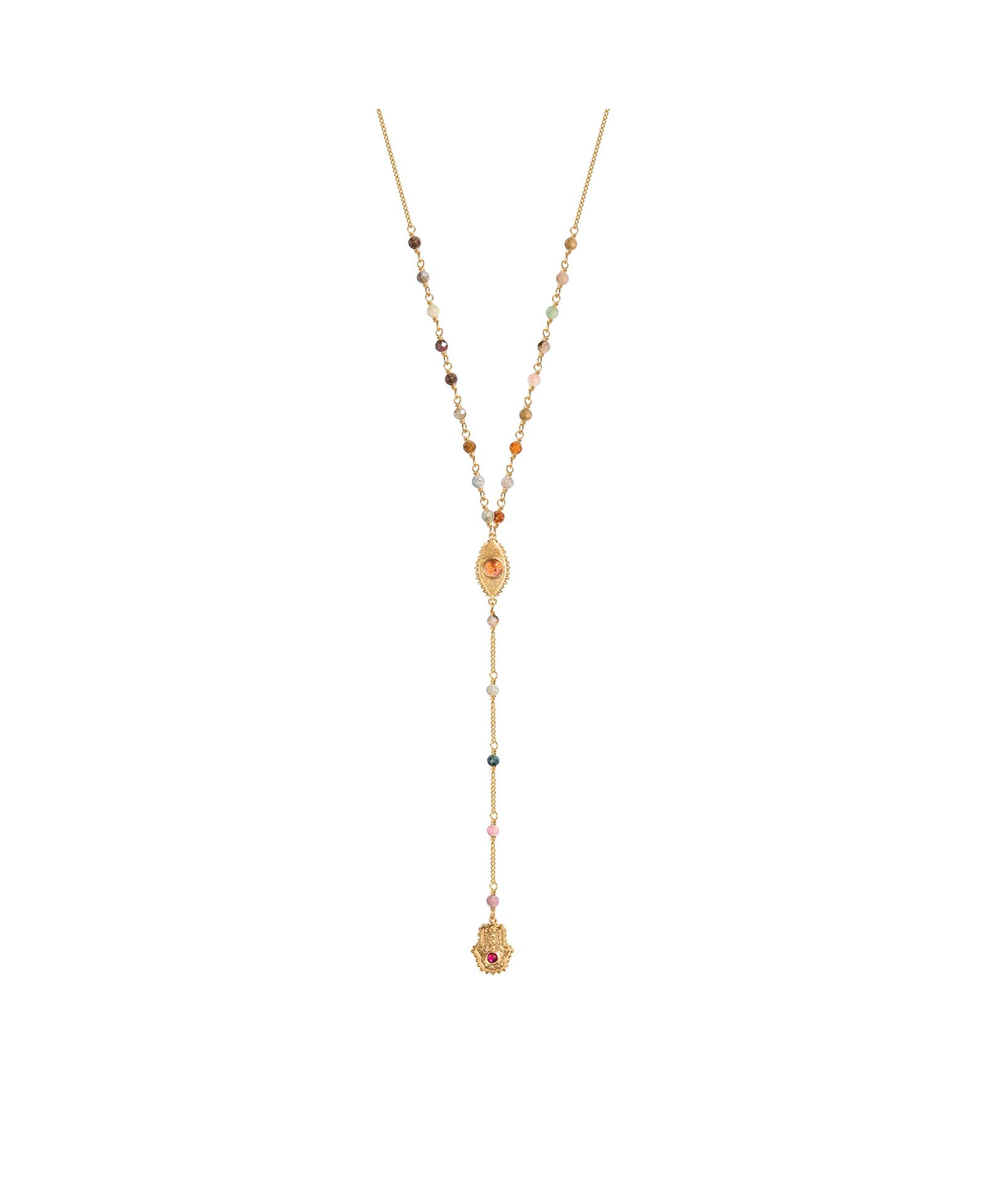 Benevolent Spirit ожерелье-лариат Tourmaline Evil Eye Hamsa