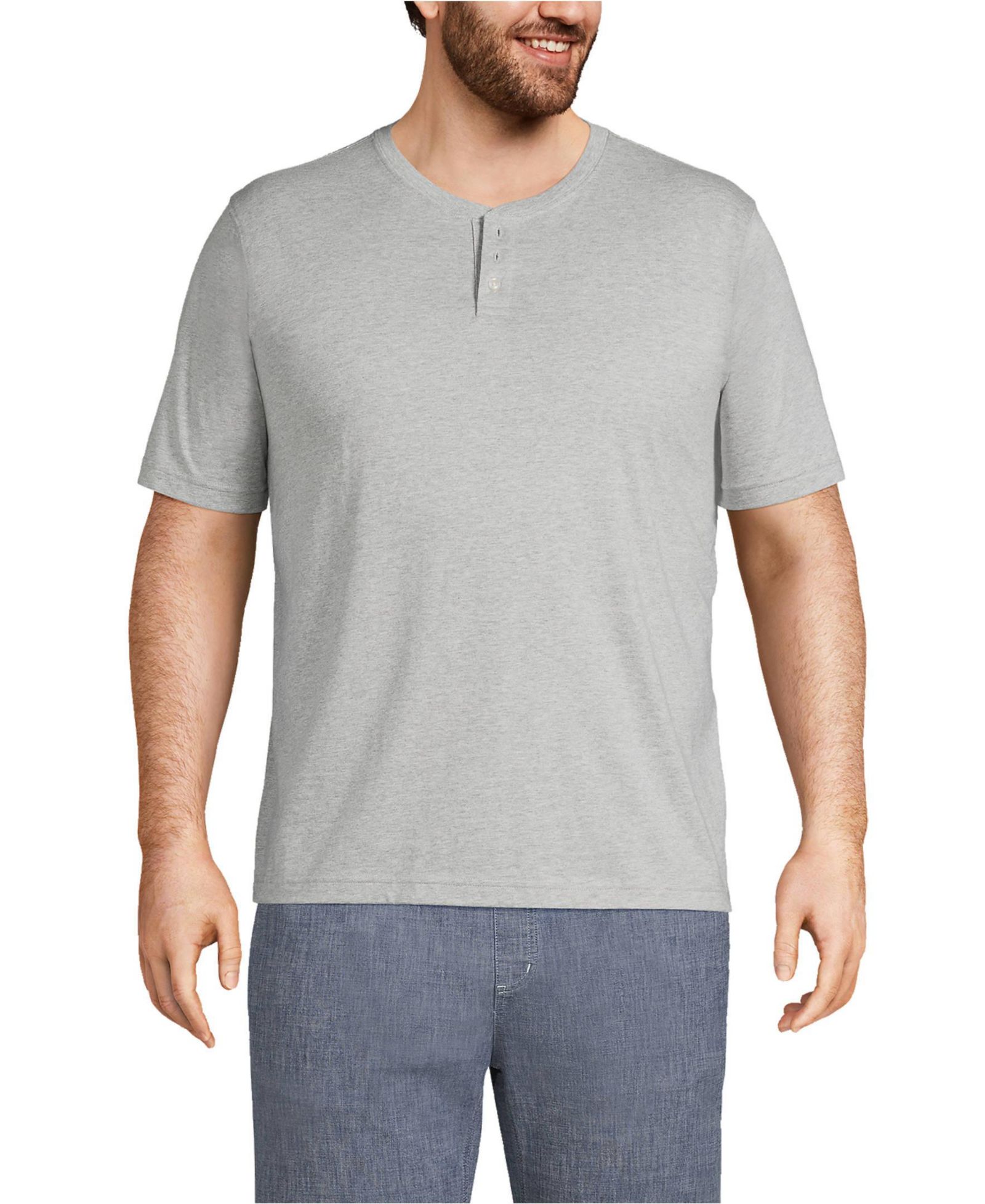 Lands' End Big & Tall Short Sleeve Super-T Henley T-Shirt