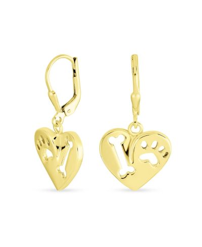 Bling Jewelry серьги-подвески с силуэтом собаки и лапкой из Sterling Silver для Women