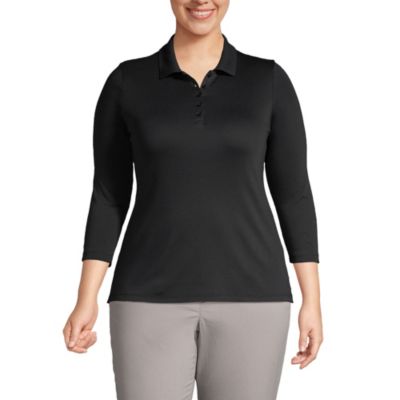 Lands' End Plus Size 3/4 Sleeve Supima Cotton Polo Shirt