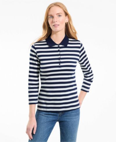 Lands' End Women's 3/4 Sleeve Supima Cotton Polo Shirt