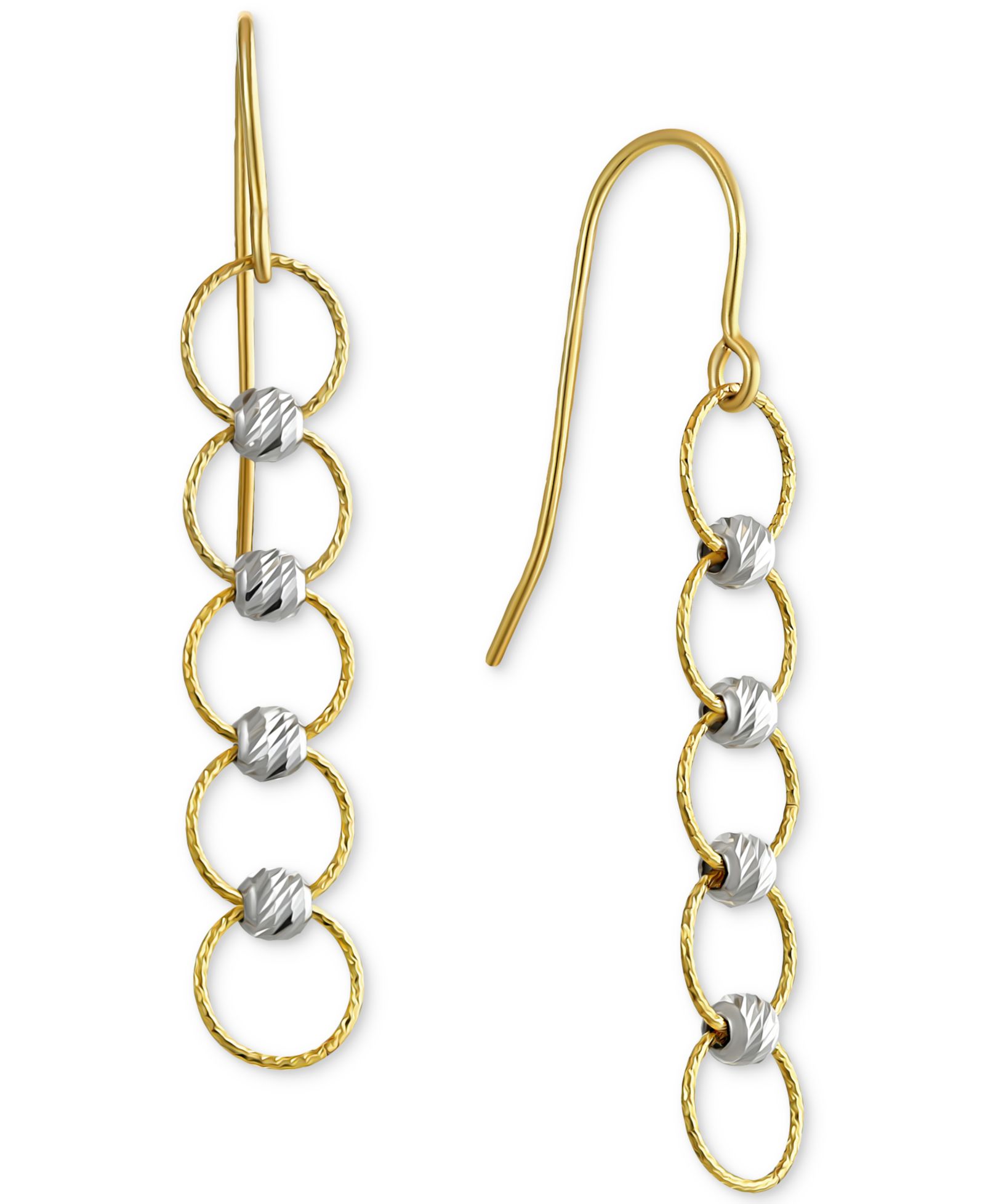 Серьги Circle & Bead Two-Tone Linear Drop в 10k Gold